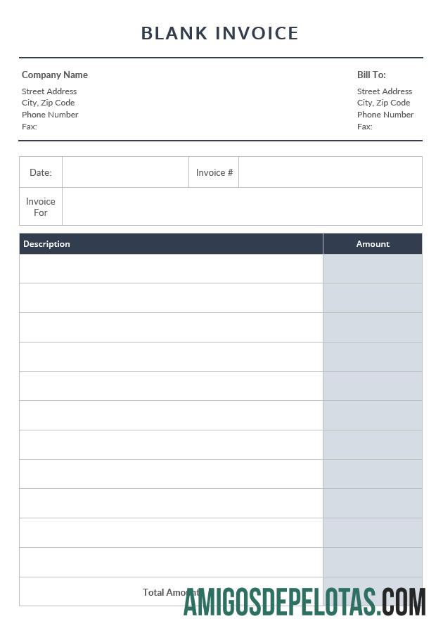 em branco Modelo de fatura em branco editável